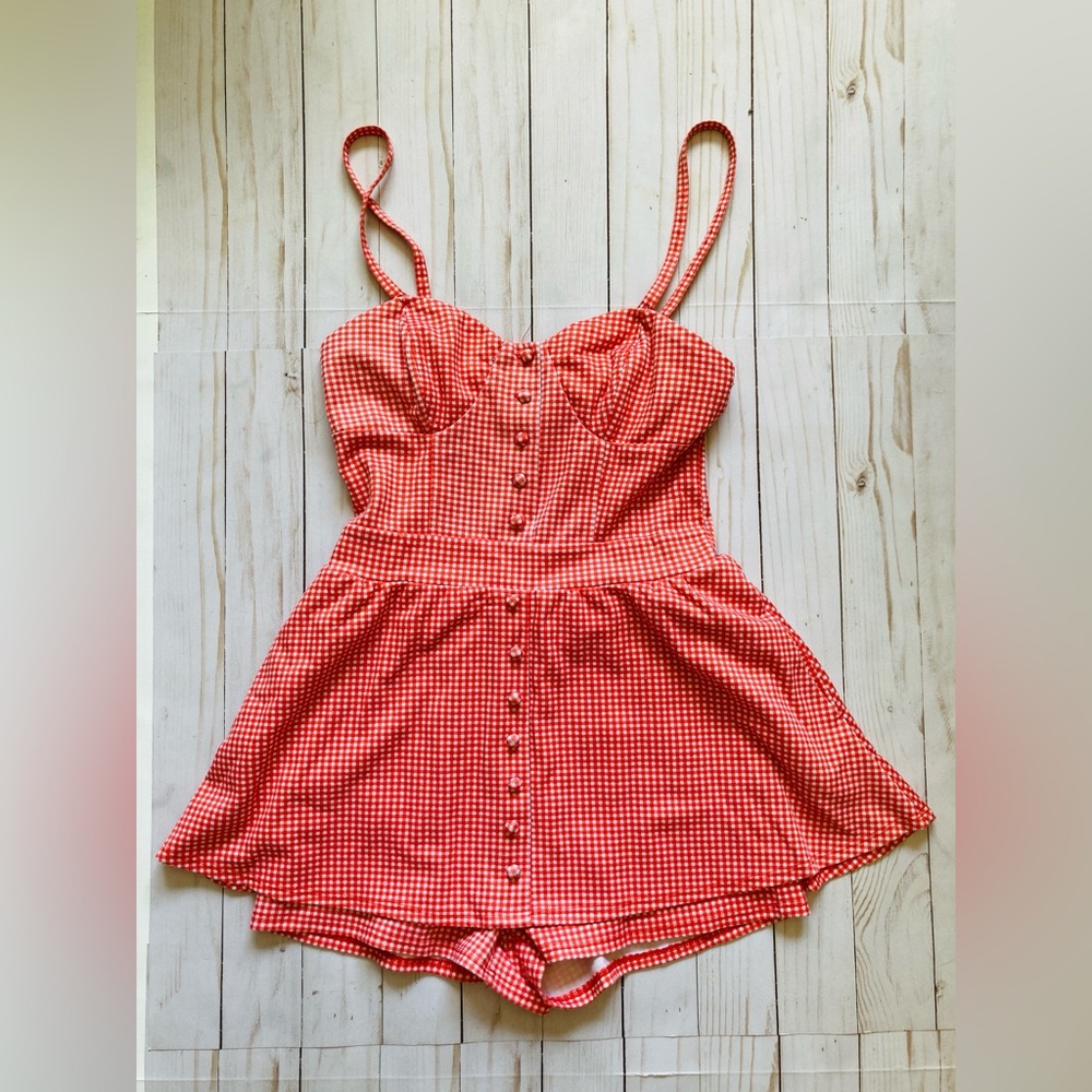 Y2K vintage designer playsuit orange check romper Rapscallion by Samantha Pleet